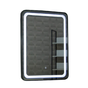 Oglinda de baie cu iluminare led si intrerupator touch, 60x80 cm, rama neagra MD3