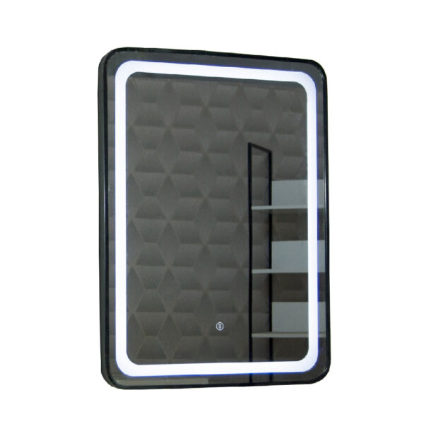 Oglinda de baie cu iluminare led si intrerupator touch, 60x80 cm, rama neagra MD3