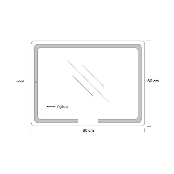Oglinda de baie cu iluminare led si intrerupator touch 80*60cm, rama neagra MD3 - imagine 2