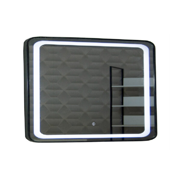 Oglinda de baie cu iluminare led si intrerupator touch 80*60cm, rama neagra MD3