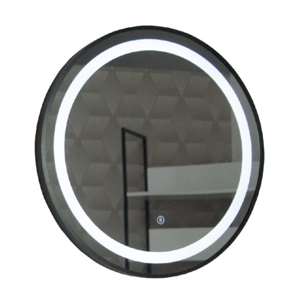 Oglinda de baie cu iluminare led si intrerupator touch 60 cm, rama neagra MD3
