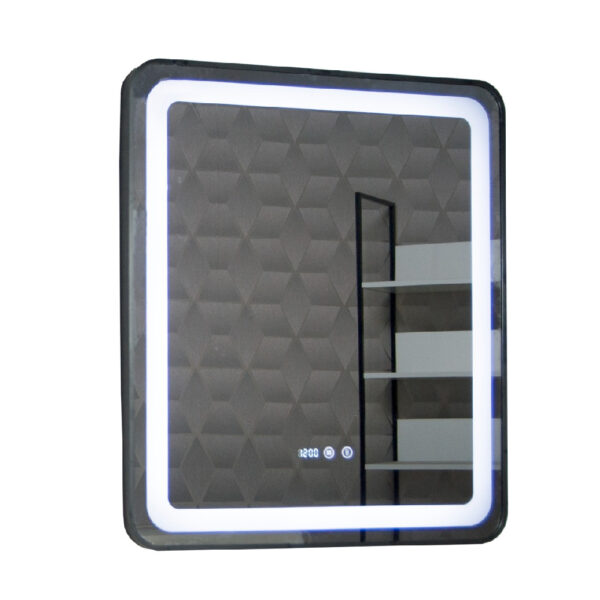 Oglinda de baie cu iluminare LED, functie dezaburire, ceas si termometru 70x80 cm MD3