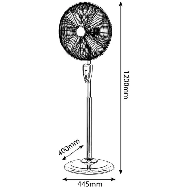 Ventilator cu picior 50W metalic cu telecomandă Entac EPMSF-50W-RC - imagine 2