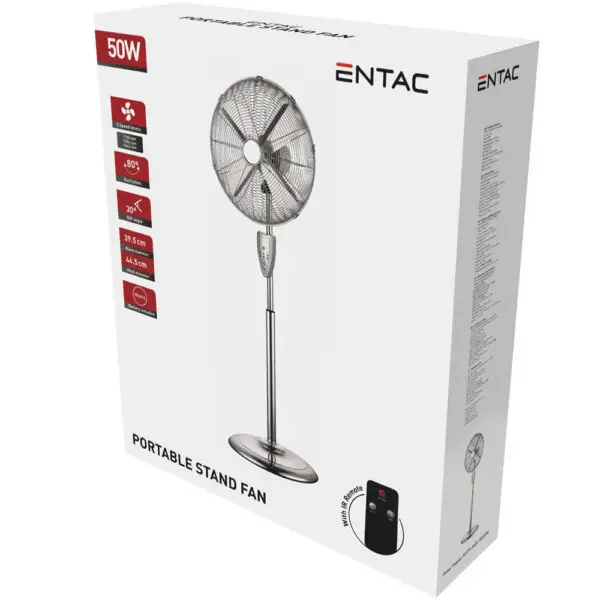 Ventilator cu picior 50W metalic cu telecomandă Entac EPMSF-50W-RC - imagine 3