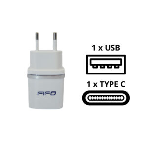 Incarcator auto 220V 1 USB 1 TipC 3.1A alb