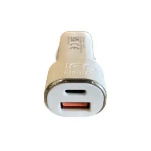 Stecher auto dual 1 x USB, 1 x Type C alb