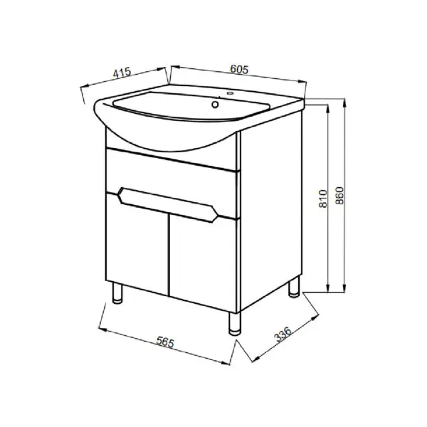 Mobilier de baie alb Estel Z-1 60 cm + lavoar Cersania - imagine 3