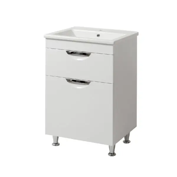 Mobilier de baie alb Gracia 55 T-1 + lavoar Trio