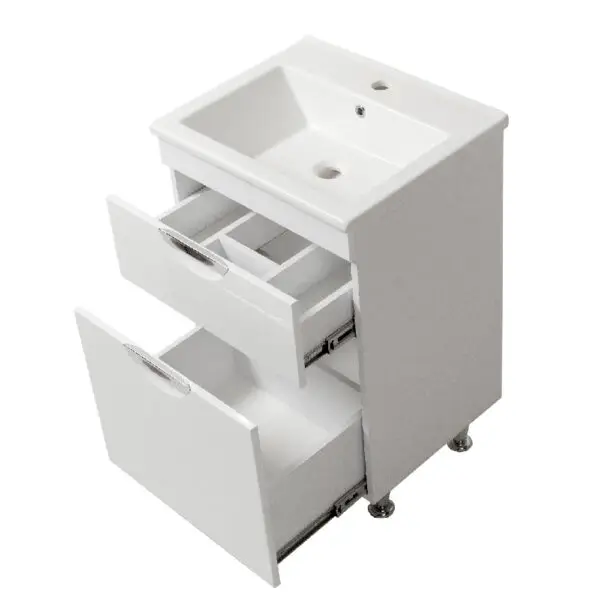Mobilier de baie alb Gracia 55 T-1 + lavoar Trio - imagine 2