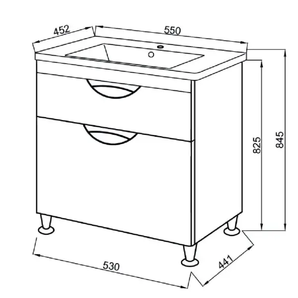 Mobilier de baie alb Gracia 55 T-1 + lavoar Trio - imagine 3