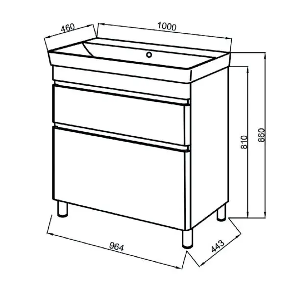 Mobilier de baie alb lucios Vivace 100 cm + lavoar - imagine 3