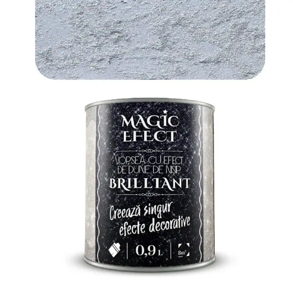 Vopsea decorativa Magic Efect Brilliant 0.9 L C02 - argintiu deschis cu efect de dune cu glitter