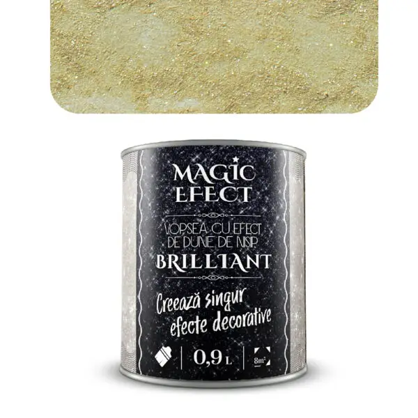 Vopsea decorativa Magic Efect Brilliant 0.9 L C08 - auriu / vanilla cu efect de dune cu glitter