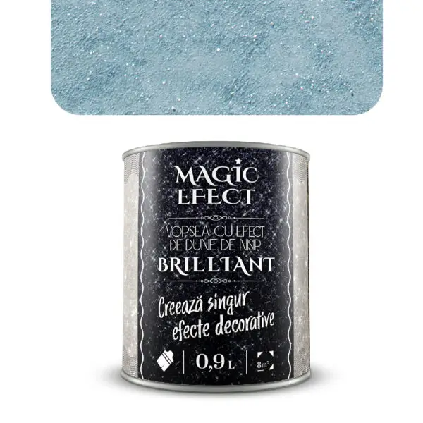 Vopsea decorativa Magic Efect Brilliant 0.9 L C09 - albastru menta cu efect de dune cu glitter