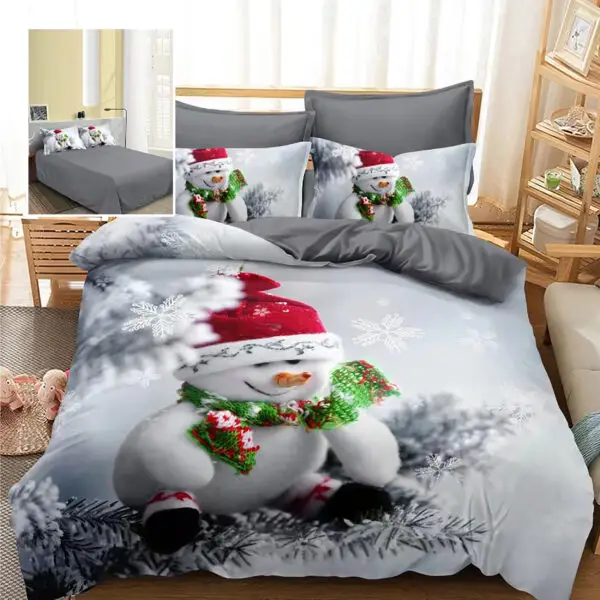 Lenjerie de pat finet 3D Craciun - om de zapada 6 piese F - Xmas 62