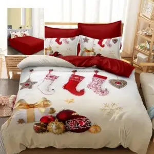 Lenjerie de pat finet 3D Craciun - cadouri 6 piese F - Xmas 87
