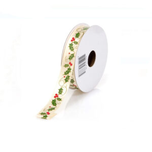 Panglica decor Craciun bej/auriu cu vasc - 5 m x 15 mm