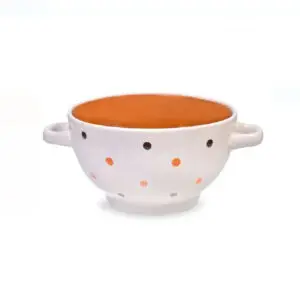 Bol supa ceramic teracota alb cu buline 14 cm - 650 ml