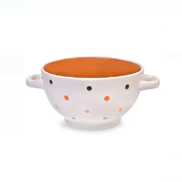 Bol supa ceramic teracota alb cu buline 14 cm - 650 ml