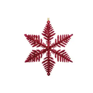 Set ornament de brad fulgi rosii 10 cm - 5 buc