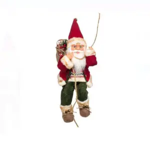 Decoratiune Mos Craciun cu sfoara si sac 46 cm