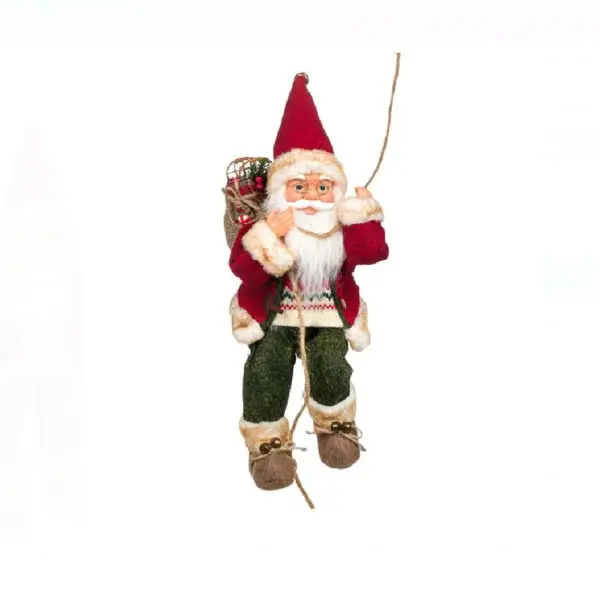 Decoratiune Mos Craciun cu sfoara si sac 46 cm
