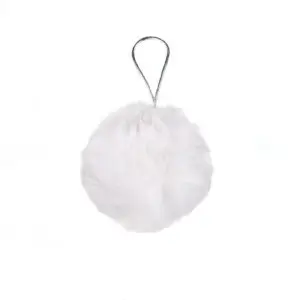 Glob de Craciun cu blana alba - 8 cm