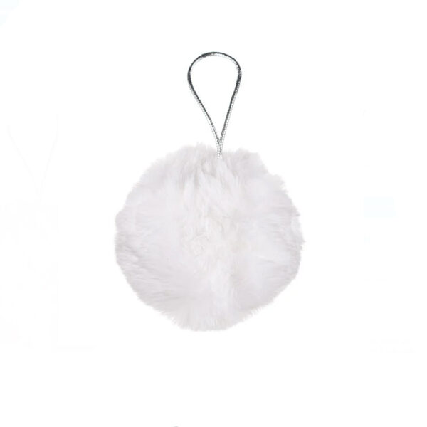 Glob de Craciun cu blana alba - 8 cm
