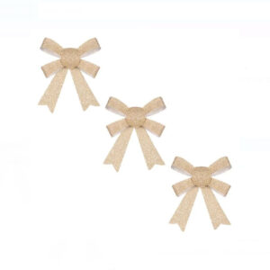 Set fundite decorative Craciun bej cu sclipici 14 cm - 3 buc