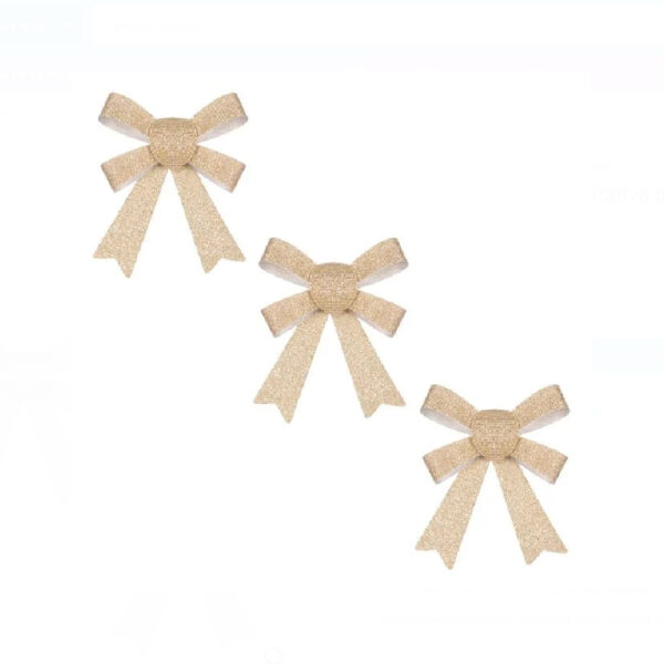 Set fundite decorative Craciun bej cu sclipici 14 cm - 3 buc