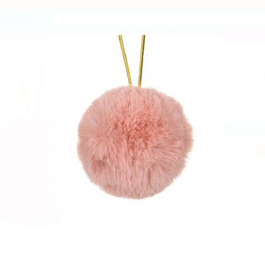Glob de Craciun cu blana roz/nude - 8 cm