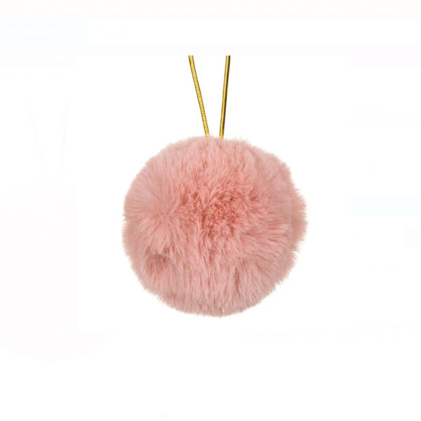 Glob de Craciun cu blana roz/nude - 8 cm