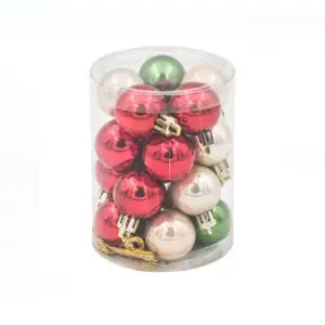 Set globuri Craciun colorate (rosii, verzi, sampanie) - 3 cm - 20 buc