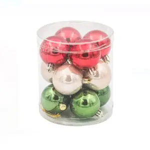 Set globuri Craciun colorate (rosii, verzi, sampanie) - 5 cm - 12 buc