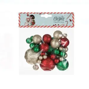 Set globuri Craciun colorate (rosii, verzi, sampanie) 2.5-3.5 cm - 12 g