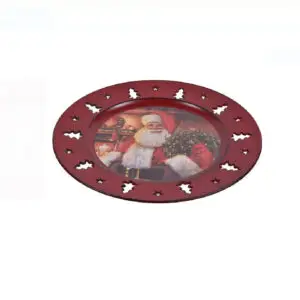 Platou decorativ din plastic Mos Craciun - 33 cm