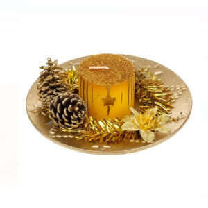 Decoratiune de Craciun cu lumanare aurie - 14 cm