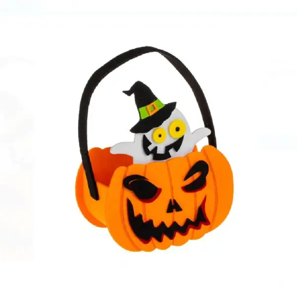 Cos decorativ dovleac/fantoma Halloween 15.5x8x18.5 cm