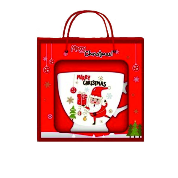 Cana ceramica cu lingurita in cutie de carton Merry Christmas