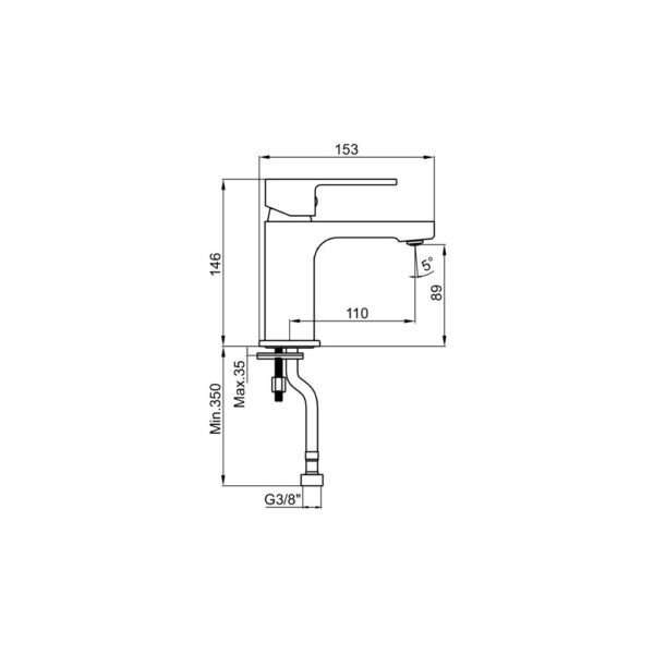 Baterie lavoar fara ventil H15 cm crom Viva - imagine 2