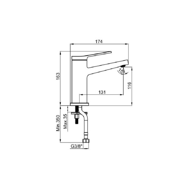 Baterie lavoar fara ventil H16 cm crom Creos - imagine 2