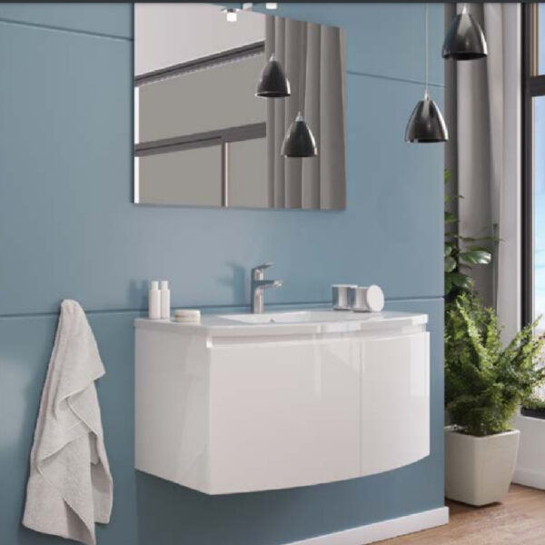Mobilier de baie alb suspendat 80 cm Premium Giulia masca + lavoar