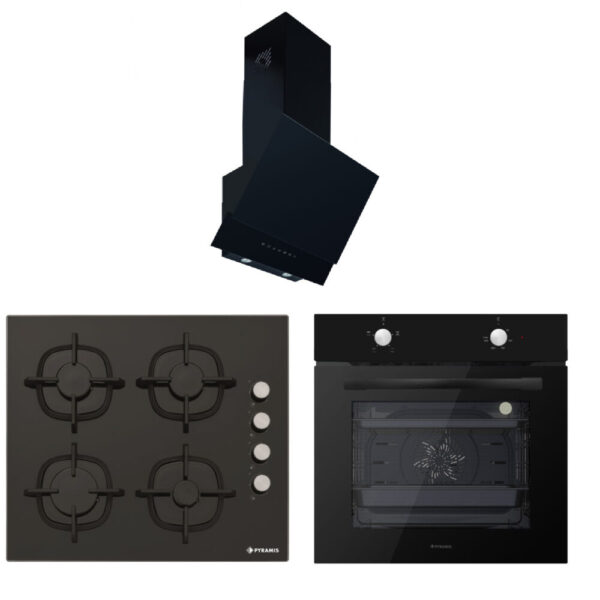 Set Eco Diamond Plus negru Pyramis aragaz + hota + plita