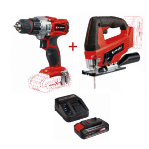 Pachet Einhell masina de gaurit TE-CD 18/2 Li-Solo + ferastrau PXC TC-JS 18 Li-Solo + PXC-Starter-Kit 2,5 Ah