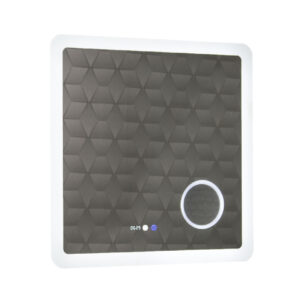 Oglinda de baie cu iluminare LED, functie dezaburire, ceas, termometru si lupa 80x80 cm