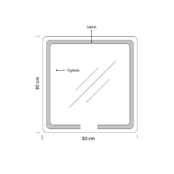 Oglinda de baie cu iluminare LED, functie dezaburire, ceas, termometru si lupa 80x80 cm - imagine 2