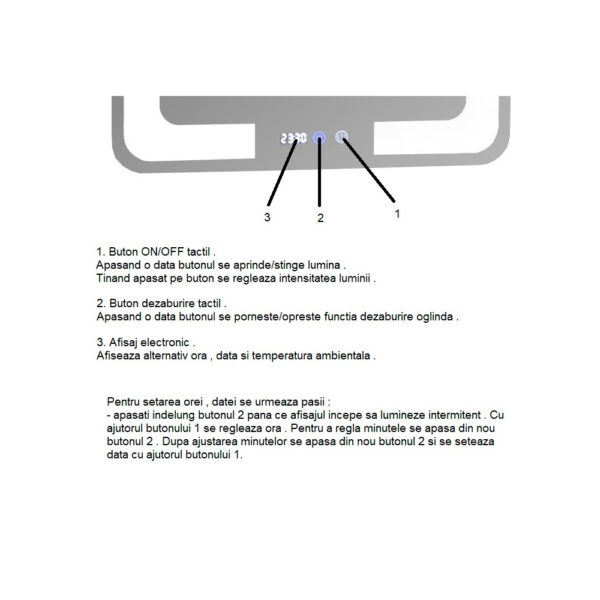 Oglinda de baie cu iluminare LED, functie dezaburire, ceas, termometru si lupa 80x80 cm - imagine 4