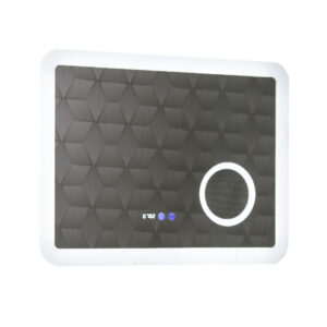 Oglinda de baie cu iluminare LED, functie dezaburire, ceas, termometru si lupa 80x60 cm