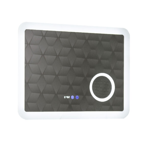 Oglinda de baie cu iluminare LED, functie dezaburire, ceas, termometru si lupa 80x60 cm