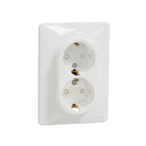 Priza dubla 2P+E cu obturatoare alb SCH-SDD311221